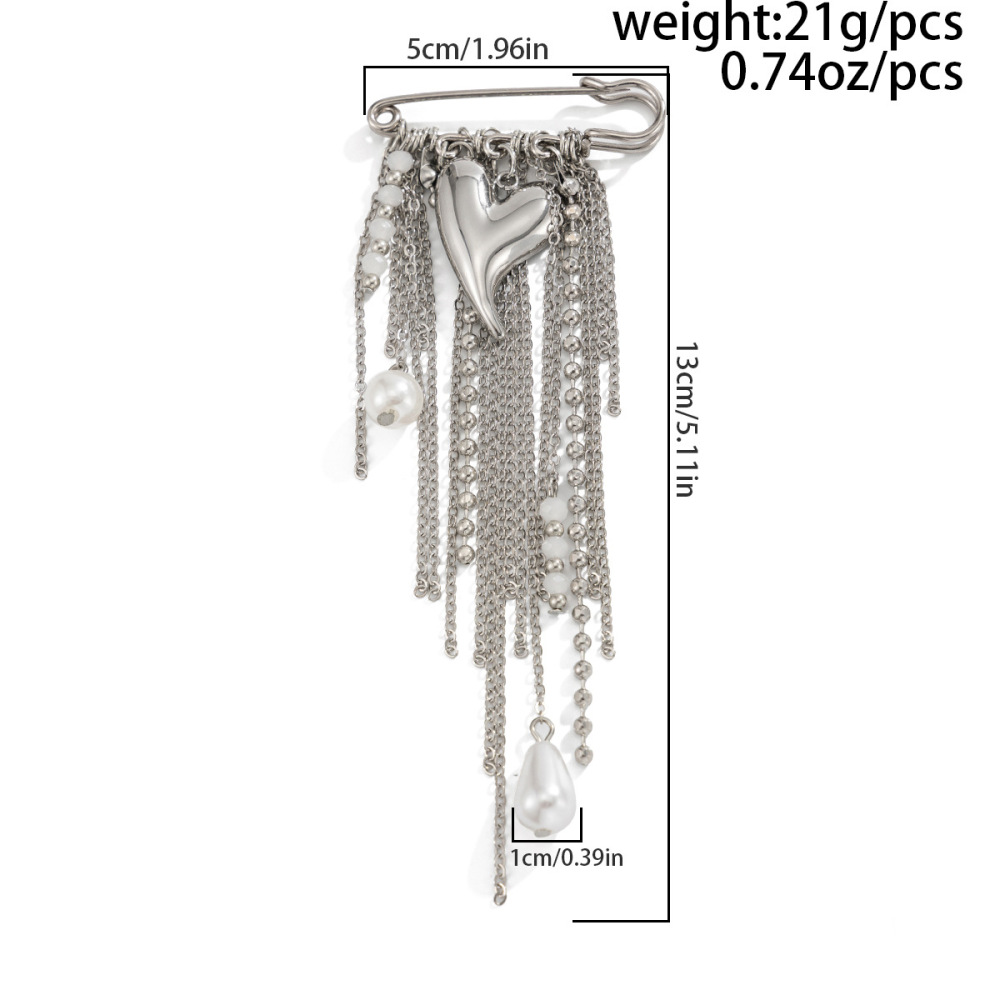 Broches En Perles Artificielles Imitation Perle, Collection Quotidienne Simple Series Daily Flower Heart Tassel Chain Image2