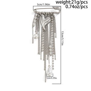 Broches En Perles Artificielles Imitation Perle, Collection Quotidienne Simple Series Daily Flower Heart Tassel Chain h5 Image2