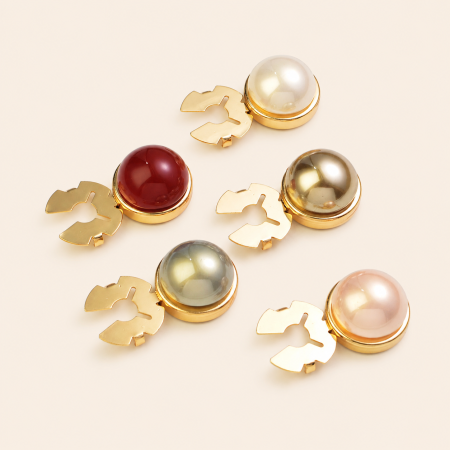 Boutons de manchette Simple Series Daily en alliage de couleur unie et perles artificielles 2