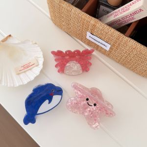 Pinces À Cheveux En Acétate, Motif Animaux Mignons Et Animaux Marins, Poisson Et Étoile De Mer, Collection Simple h5 Image4
