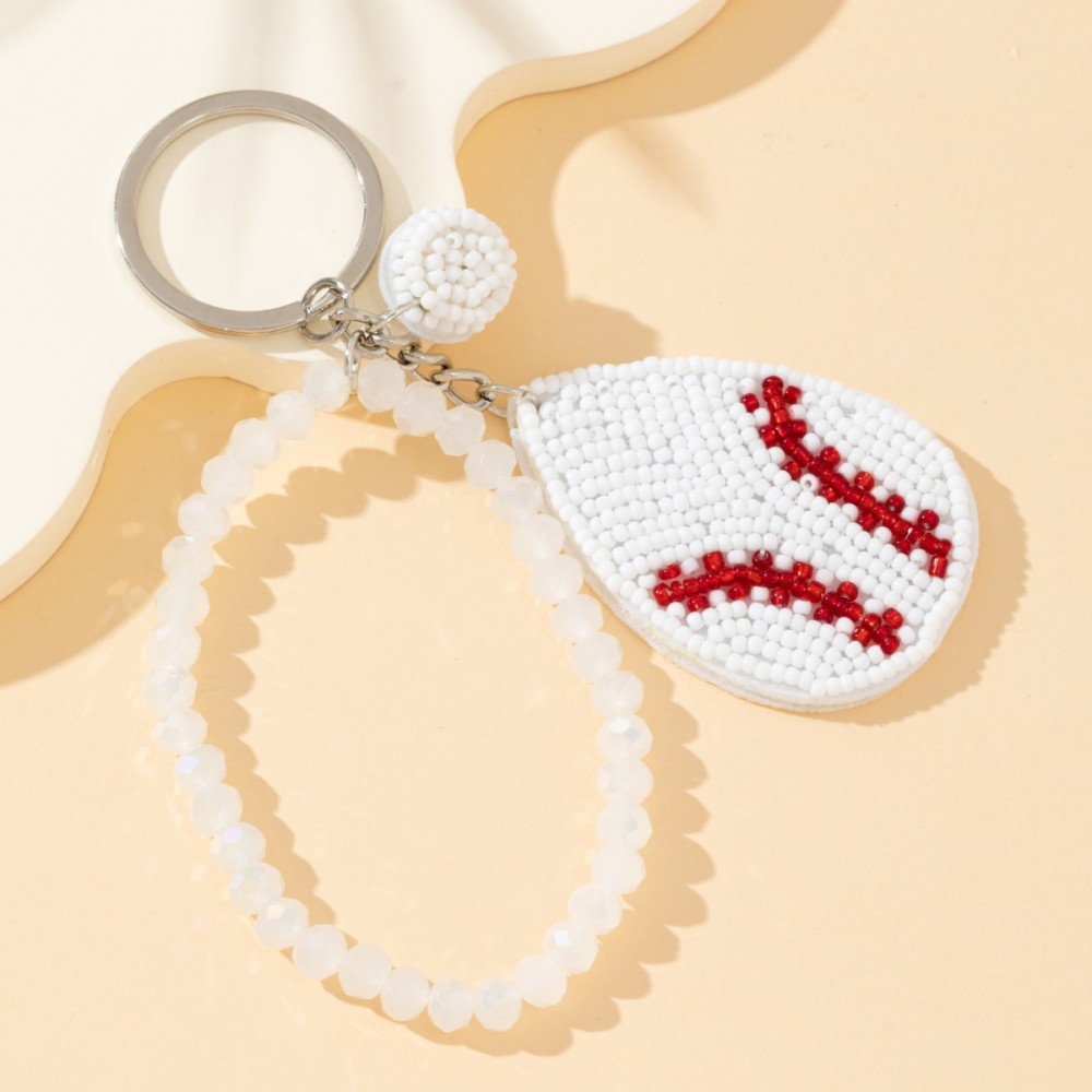 Porte-Clés En Alliage, Forme Elliptique, Perles Tressées, Collection Simple Series Casual. Image3