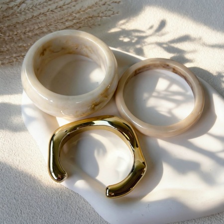 Ensembles de bracelets pour femmes en résine dorée à dégradé de couleurs et de forme irrégulière 2