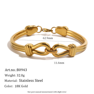 Bracelet Jonc Pour Femme Simple Series Rétro Torsadé De Forme Irrégulière En Acier Inoxydable Étanche Couleur Or h5 