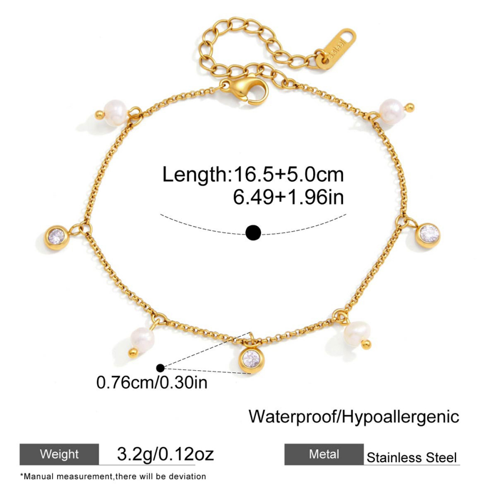 Bracelet Chaîne Pour Femme, Série Luxueuse, Forme Simple Et Irrégulière, En Acier Inoxydable, Couleur Or, Zircon, Étanche. 