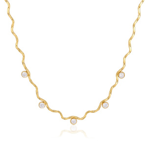 Colliers À Maillons Pour Femmes, En Acier Inoxydable, Couleur Or, Étanches, Avec Zircon, Lignes Simples h5 Image4