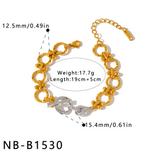 Bracelet Chaîne Pour Femme Simple Series Daily Twist Patchwork En Acier Inoxydable Étanche Couleur Or h5 