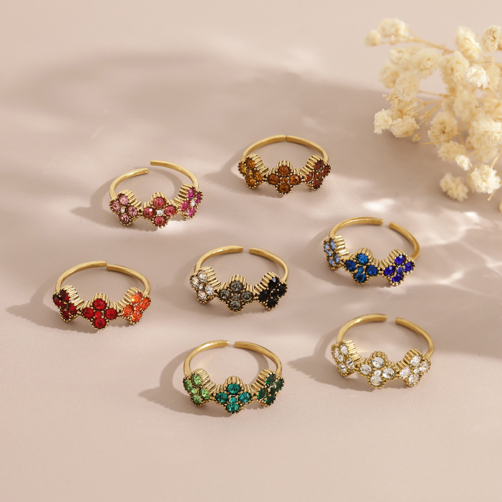 Bagues Pour Femmes En Acier Inoxydable Doré, Ornées De Zircon Et Serties De Pierres Précieuses, Collection Romantique Sweet Flower Image3