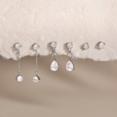 Boucles d'oreilles pour femmes, ensemble simple, pompon rond, en acier inoxydable, étanche, couleur or, zircon.