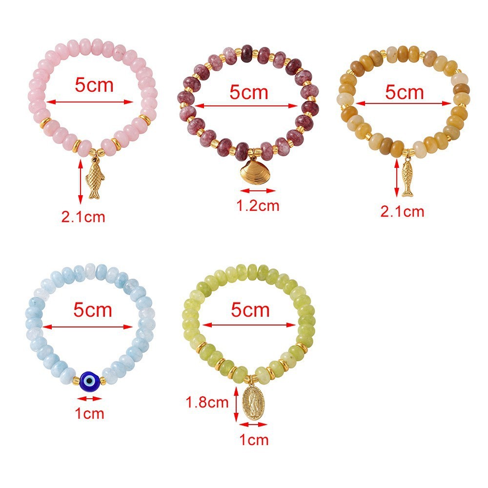 Bracelets Pour Femmes Avec Pendentif Poisson En Perles De Pierres Naturelles De Style Océanique Image5