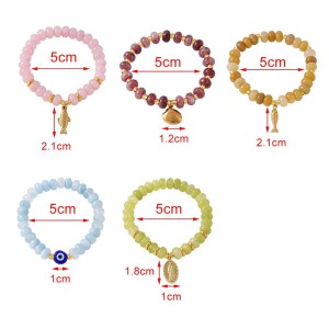 Bracelets Pour Femmes Avec Pendentif Poisson En Perles De Pierres Naturelles De Style Océanique h5 Image5