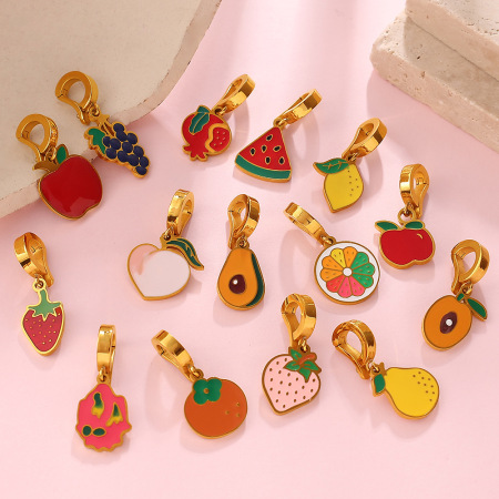 Pendentif femme Simple Series Daily Fruit en acier inoxydable étanche couleur or
