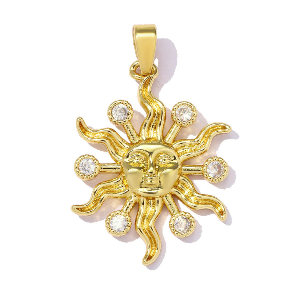 Pendentifs Pour Femmes, Série Classique, Forme Irrégulière, Soleil, Cercle, Lune, Acier Inoxydable, Étanche, Couleur Or h5Image3
