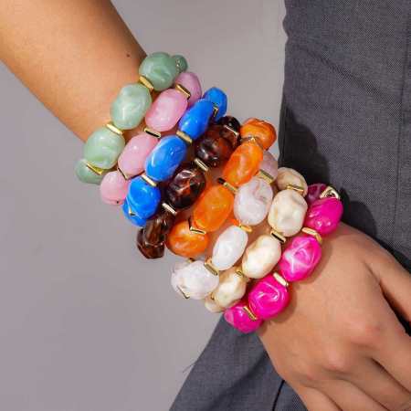 Bracelets de perles acryliques pour femmes, collection Romantique, formes irrégulières.