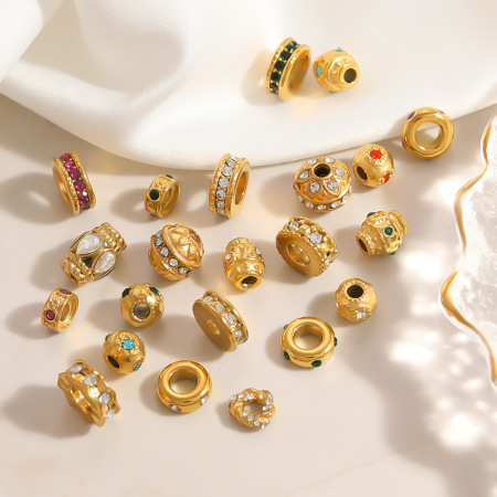 Perles d'espacement en acier inoxydable strass Simple Series Simple Circle
