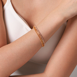 Bracelet Chaîne Pour Femme Simple Series Daily Chain En Acier Inoxydable Étanche Couleur Or Avec Zircon h5 Image6