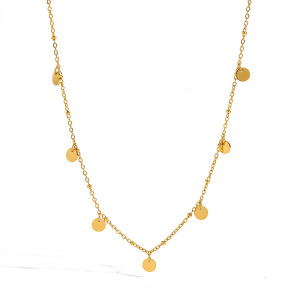 Colliers Pendentifs Pour Femmes, Collection Simple Series Daily, Forme Géométrique, Acier Inoxydable, Étanche, Couleur Or h5 Image4