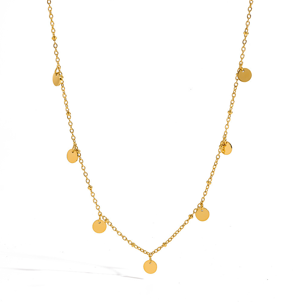 Colliers Pendentifs Pour Femmes, Collection Simple Series Daily, Forme Géométrique, Acier Inoxydable, Étanche, Couleur Or h5Image4