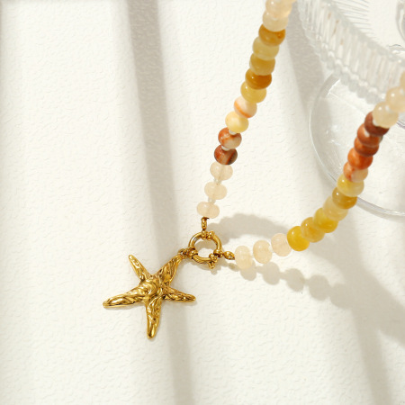 Colliers de perles pour femmes, style océanique, étoiles de mer, pierres naturelles 2