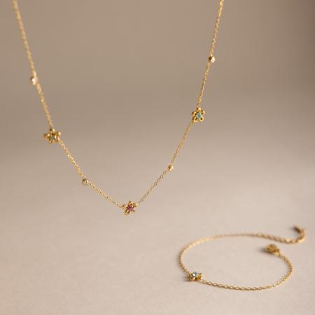 Ensembles de colliers pour femmes en acier inoxydable, imperméables, couleur or et zircon, ornés de fleurs