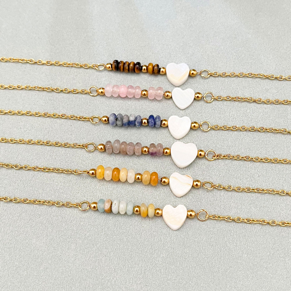 Bracelets De Perles Pour Femmes Avec Cœurs, Coquillages Et Perles De Mer Image2