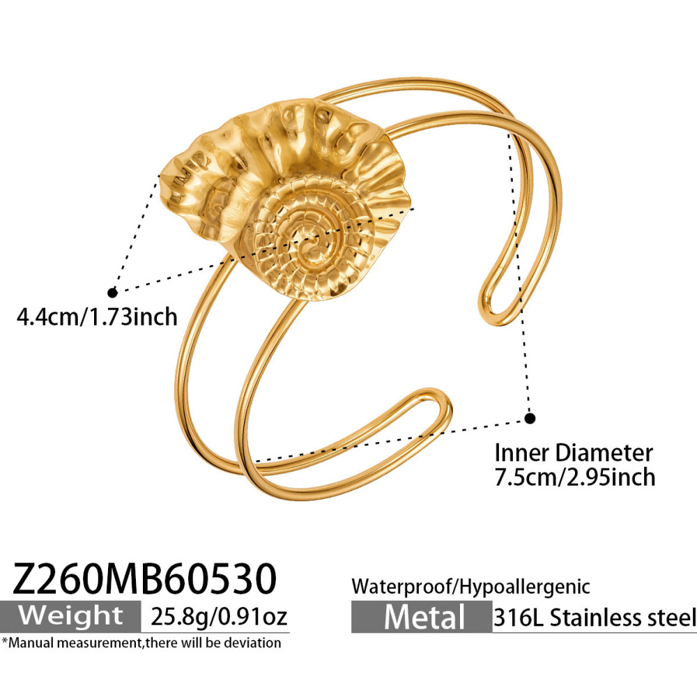 Bracelet Jonc Femme En Acier Inoxydable Doré, Motif Étoile De Mer, Collection Romantique 