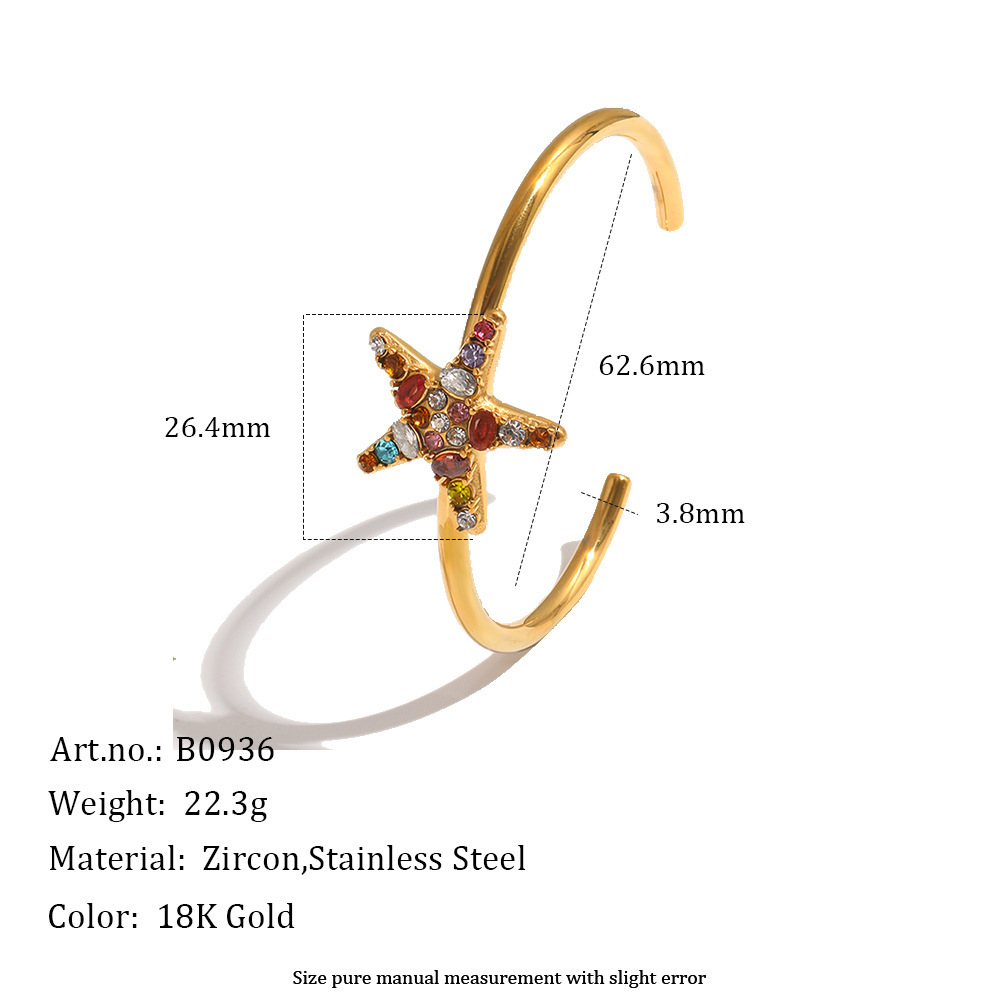 Ensembles De Colliers Pour Femmes En Acier Inoxydable, Couleur Or, Ornés D'Étoiles De Mer Et De Zircon, Style Romantique Et Océanique, Pour Des Vacances Inoubliables. Colliers En Acier Inoxydable, Étanches, Couleur Or, Avec Zircon. 