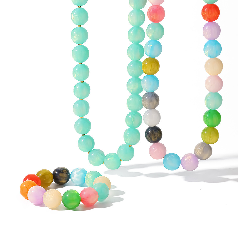 Ensembles De Bijoux En Acrylique Pour Femmes, Collection Simple Series Fresh Daily, Aux Couleurs Dégradées. Image4