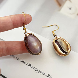 Boucles D'Oreilles Pendantes Pour Femmes, En Acier Inoxydable, Couleur Or, Style Coquillage Simple Et Étanche h5 Image3