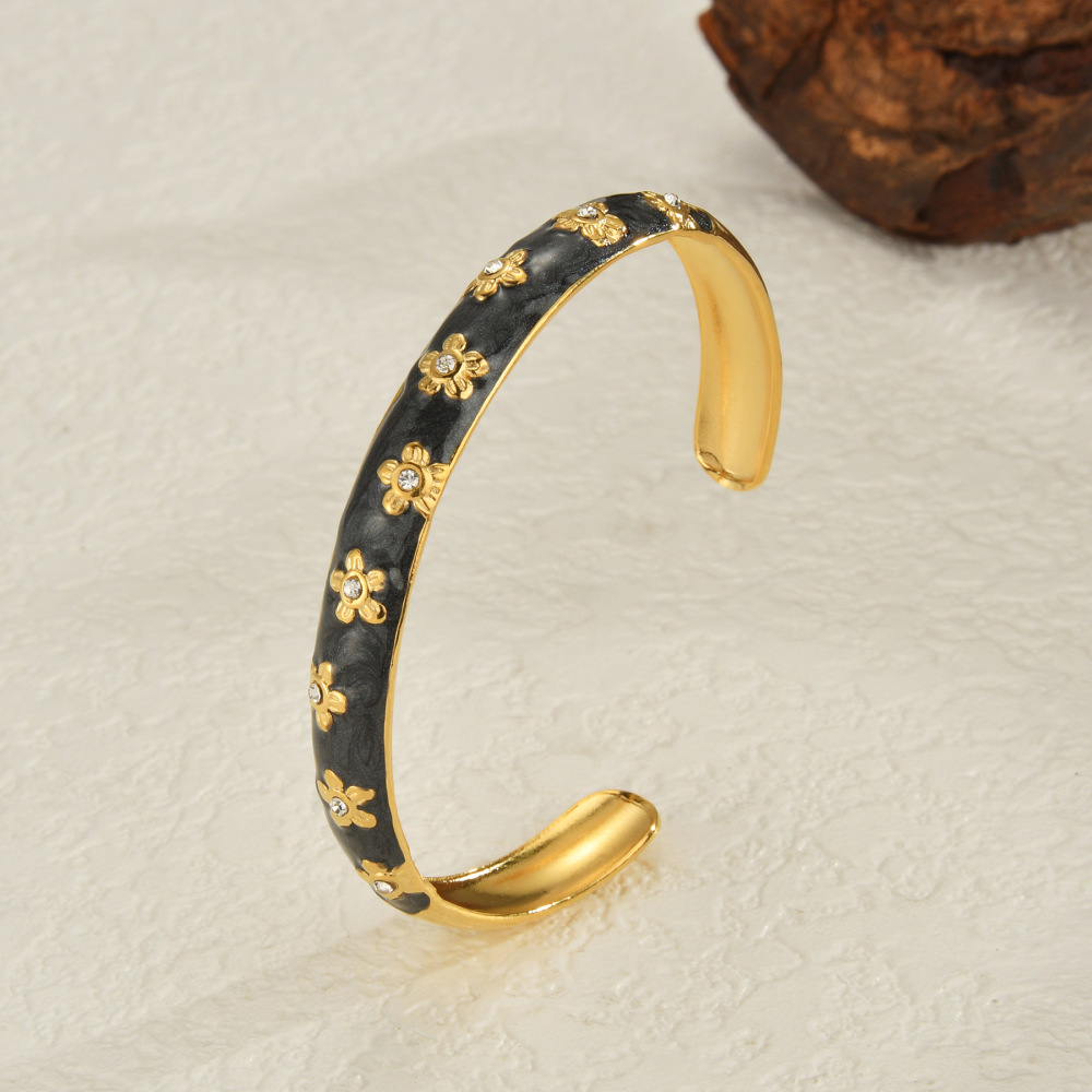 Bracelets Manchettes Pour Femmes, Style Rétro, En Acier Inoxydable, Émaillé Et Imperméables, Collection Classic Series. Image3