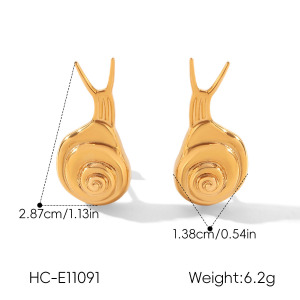 Boucles D'Oreilles Puces Pour Femmes, En Acier Inoxydable, Couleur Or, Motif Escargot Mignon, Collection Simple Series h5 Image2