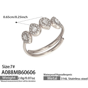 Bagues Pour Femmes En Acier Inoxydable Doré, Étanches, Serties De Zircon Et Ornées D'Une Goutte D'Eau, Collection Luxe Simple Droplet. h5 