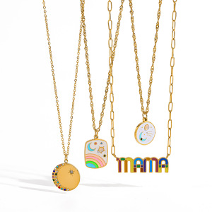 Colliers Longs Pour Femmes Simple Series Daily Star Moon En Acier Inoxydable Étanche h5 Image4