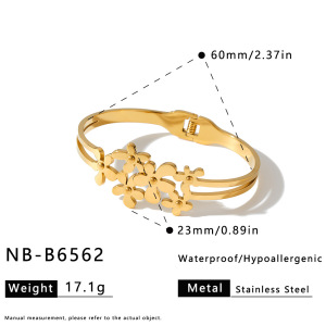 Bracelet Jonc Pour Femme En Acier Inoxydable Imperméable, Forme Classique Irrégulière Ajourée, Orné De Zircon, Collection Luxueuse h5 