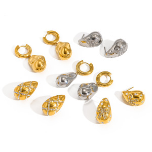 Boucles D'Oreilles Puces Pour Femmes, Style Simple Et Luxueux, En Acier Inoxydable, Imperméables, Couleur Or, Avec Nœud Papillon Et Zircon. h5 Image5