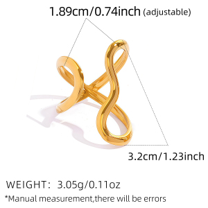 Bague Tendance Quotidienne Simple Series En Acier Inoxydable Étanche Couleur Or, Forme Irrégulière h5 