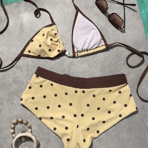 Ensemble Bikini En Polyamide À Pois Et Blocs De Couleur, Style Sport h5 Image4