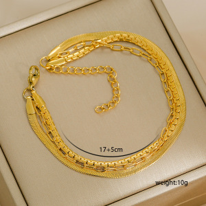 Bracelet À Maillons Ajourés Simple Series Daily En Acier Inoxydable Étanche Couleur Or Pour Femme h5