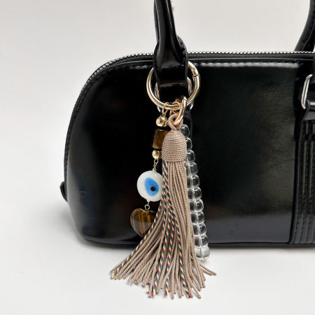 Breloques de sac en alliage, style bohème, œil de diable, cœur et pompon 2
