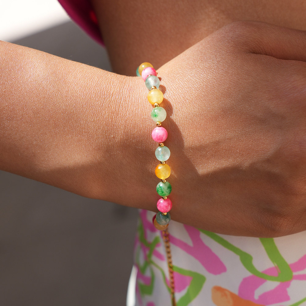 Bracelet À Perles Simple Daily Circle Pour Femme, En Acier Inoxydable, Étanche, Couleur Or Image3