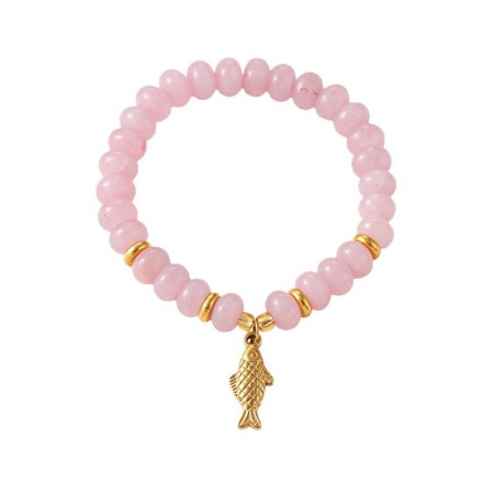 Bracelets pour femmes avec pendentif poisson en perles de pierres naturelles de style océanique 2