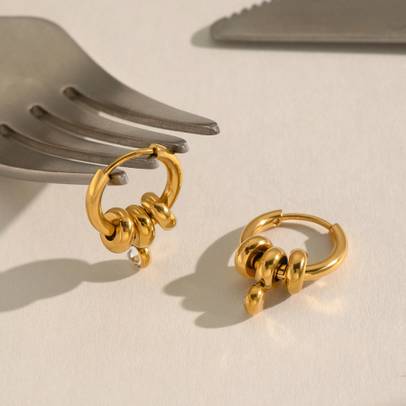 Boucles d'oreilles pendantes pour femmes, en acier inoxydable, étanches, couleur or, avec zircon. 2