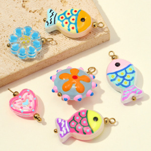 Pendentifs Femme Romantiques À Faire Soi-Même, Motif Fleur, Cœur Et Poisson, Finition Dorée. h5 Image2