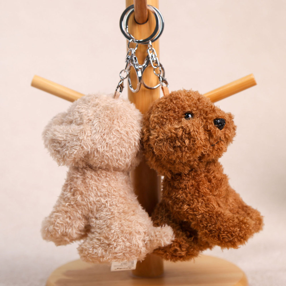 Porte-Clés En Tissu Uni, Motif Animal Mignon (Chien En Peluche), Collection Simple Series Image4