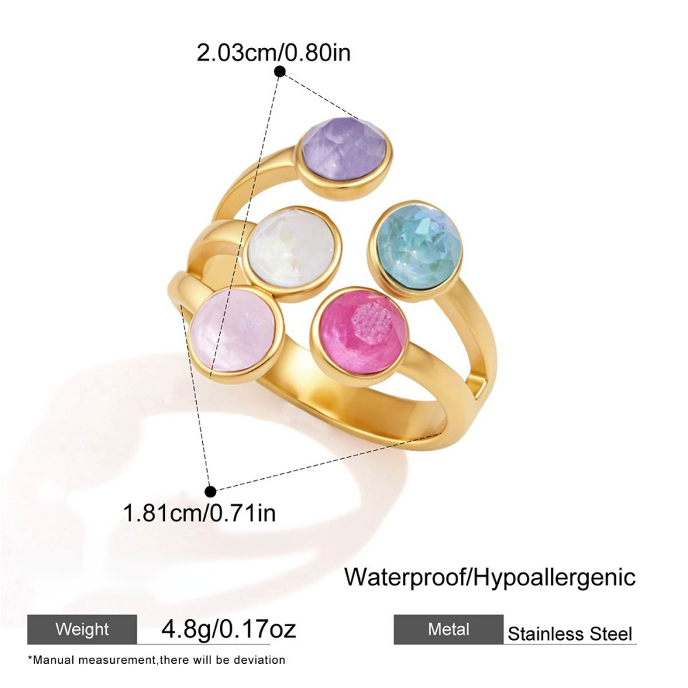 Bagues Pour Femmes En Acier Inoxydable Doré, Étanches, De Forme Irrégulière Et Ornées De Strass, Collection Luxueuse. 