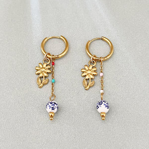 Boucles D'Oreilles Pendantes Pour Femme, Style Océanique, En Acier Inoxydable Étanche, Couleur Or, Collection Ethnique h5 Image2