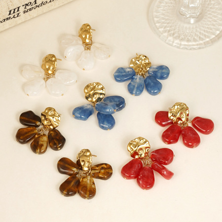 Boucles d'oreilles pendantes pour femmes, style rétro, à pompons et motif marteau, en résine, collection classique