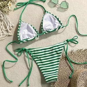 Ensemble Bikini De Plage À Rayures Simples h5 Image2