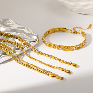 Bracelets Classiques En Acier Inoxydable Étanches, Couleur Or, Avec Strass, Pour Femmes h5 Image2
