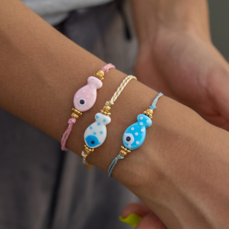 Bracelet tressé pour femme, motif poisson, en acier inoxydable, étanche, couleur or, collection Romantic Series Daily.