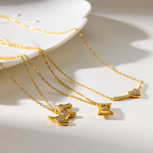 Colliers Pendentifs Pour Femmes, Collection Simple, Motif Animal Géométrique, En Acier Inoxydable, Couleur Or, Avec Zircon, Étanches. h5 Image3